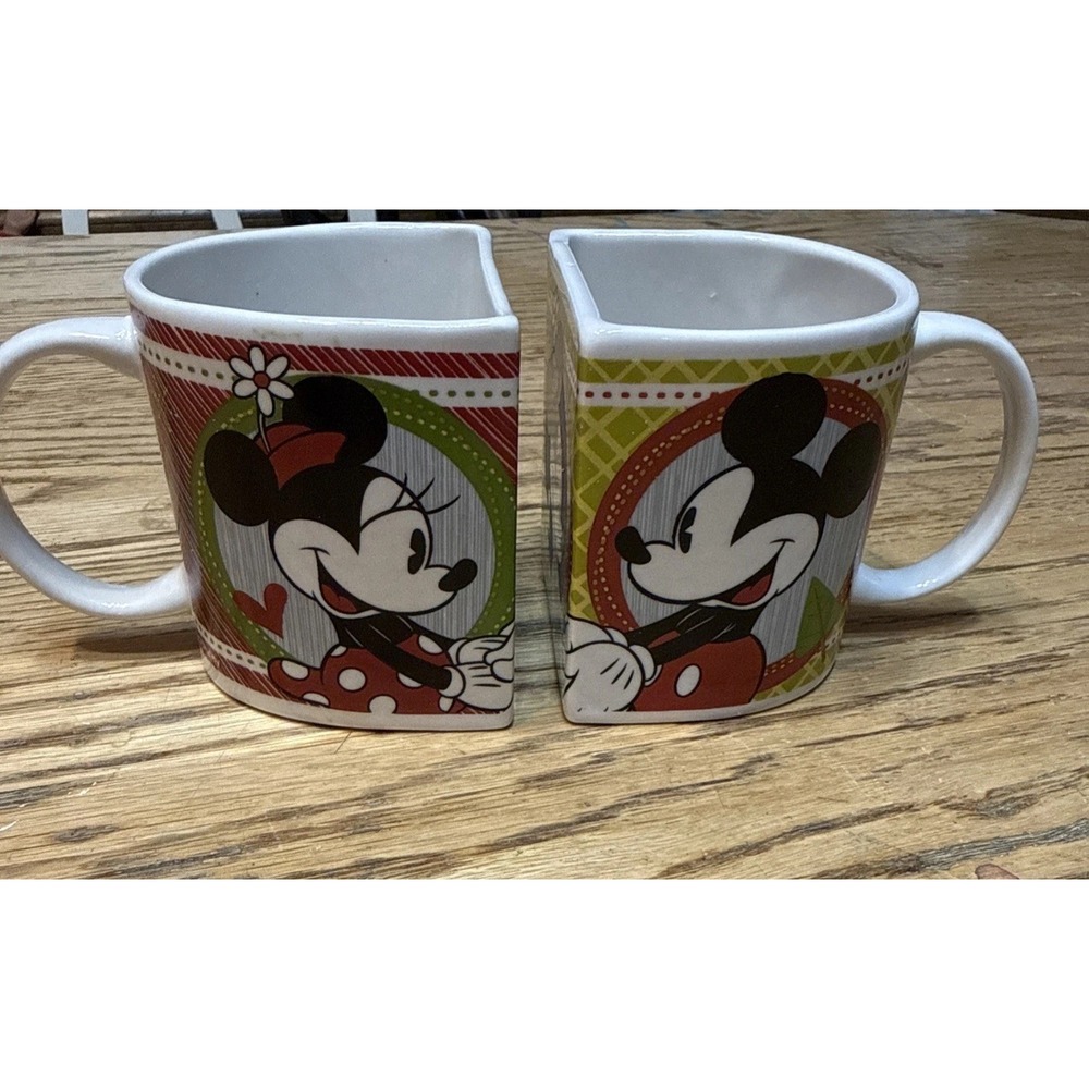 Disney Mickey and Minnie Mouse Pair of Coffee Mugs/Cups 2011